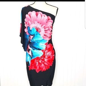 Bisou Bisou one shoulder flower sequin dress